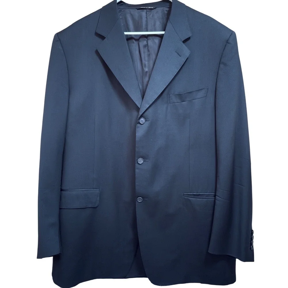 Canali Mens Navy Blue Wool 3-Button Suit Jacket Blazer Made in Italy‎ 58L kk13
